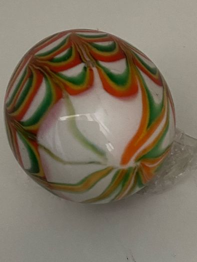 Three gorgeous art glass eggs one from Finland