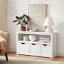 Storage Cabinet, Storage Box with Wheels, Toy Shelf, Side Cabinet, for Living Room, Bedroom, Children's Room, White Image 2