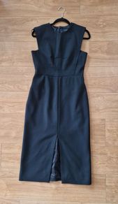 Ted Baker Black Tailored Midi Dress Front Split Size 2 UK 10