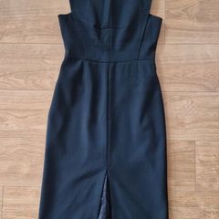 Ted Baker Black Tailored Midi Dress Front Split Size 2 UK 10