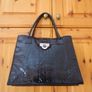 Gallantry Brand Black Patent Croc Pattern bag . IMMACULATE. Handbag Double Strap bag. Purchased In Toulouse Image 8