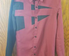Red/Burgundy & black stylish long sleeved buttoned shirt - Size -XS