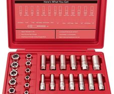 28Pcs Deep Bolt Extractor Set, with 3/8" Drive, Ez Out Broken Bolt Remover Kit, Spark Plug Extractor Socket Set, Easy Out Stripped Lug Nut Removal Tool for Removing Rounded, Rusted Bolts, Nuts (Red)