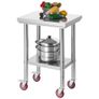 Stainless Steel Table, 61 x 45 cm Food Prep Worktable with Wheels, Kitchen Prep Table with Adjustable Undershelf Workstations for Commercial Kitchen, Restaurant, Hotel and Garage, Outdoor Image 7