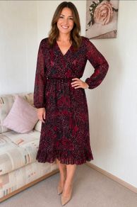 Pala DOro Red  Black Animal Print Wrap Dress  Size M