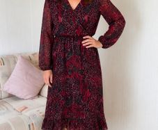 Pala DOro Red  Black Animal Print Wrap Dress  Size M