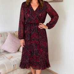 Pala DOro Red  Black Animal Print Wrap Dress  Size M