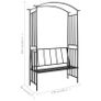 Garden Arch with Bench Black 128x50x207 cm Iron Image 2