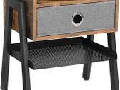 Bedside Tables, Industrial Nightstand, End Table with Removable Fabric Drawer, Mesh Shelf, Metal Frame, for Living Room, Bedroom, Balcony, Rustic Brown