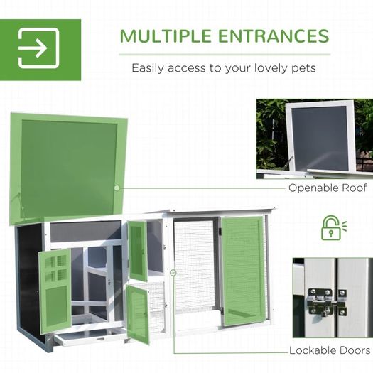 NEW SALE | Wood Chicken Coop Hutch Hen House Cage PC Roof w/ Run Nest Box Deluxe 160 x 75 x 80 cm