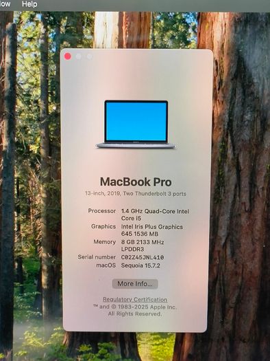 Touch Bar Apple MacBook Pro 13.3" i5 1.4Ghz 8GB RAM , 256GB SSD, A2159, 2019 Space Grey (Battery Cycle: 165)