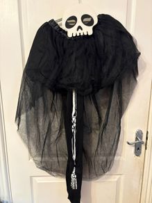 Girls Skeleton Halloween Costume. Skirt, Mask & Tights