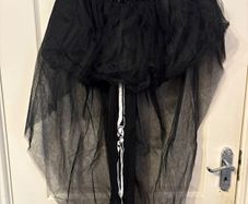 Girls Skeleton Halloween Costume. Skirt, Mask & Tights