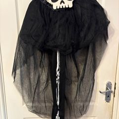 Girls Skeleton Halloween Costume. Skirt, Mask & Tights