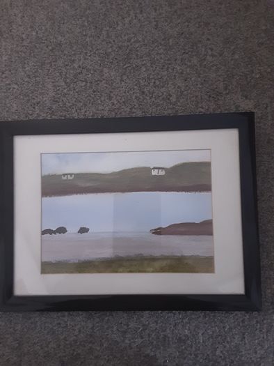 Painting/Thatch Cottages on Island in the West .. Price Drop