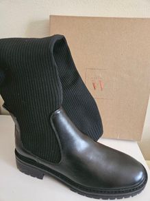 Vanessa Wu 2177 NR long black sock tall boots NEW & BOXED RRP 75 euro size UK 5 EU 38 sale