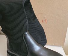 Vanessa Wu 2177 NR long black sock tall boots NEW & BOXED RRP 75 euro size UK 5 EU 38 sale