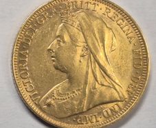 Full sovereign 1895 Melbourne gold coin