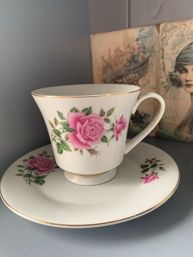 Vintage Delicate Pink Rose Tea Set