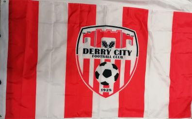 Derry City football club flag 5ft x 3ft.