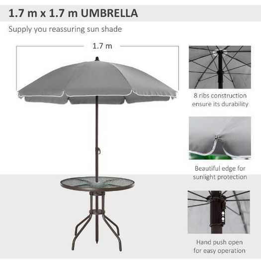 6 Piece Patio Dining Set with Parasol