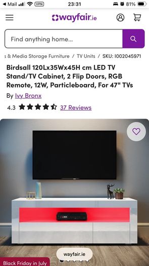 Medium TV / Storage Unit (Gloss White)