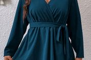 SHEIN  Teal Belted Peplum Blouse. Size 16. New