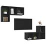 Wall-mounted TV Cabinets 4 pcs Black Chipboard Image 3