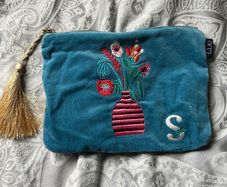 Caroline Donnelly S initial velvet zip pouch
