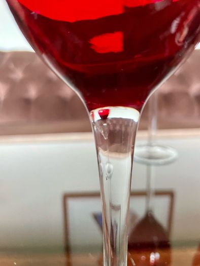 Vintage Italian Hand Blown Ruby Red Wine or Water Goblets 23 cm Tall