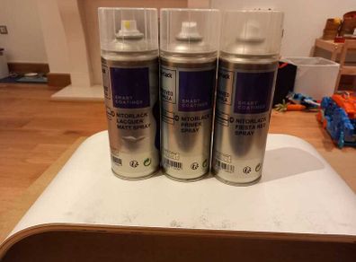 Nitorlack Cans for guitar/bass body (primer, colour and clear) - nitro 400ml cans