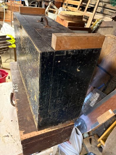 Large vintage tool box and tools