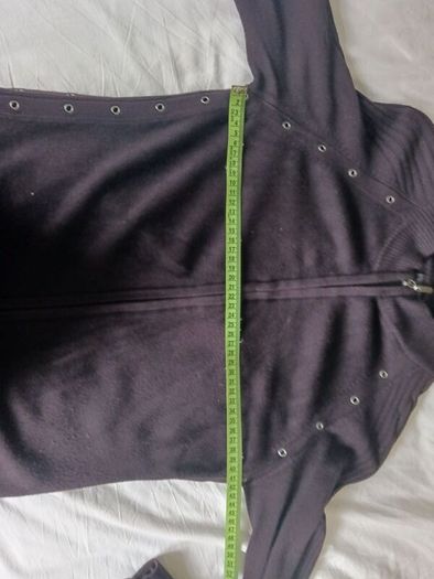 Yuka Dark Brown Cardigan with  Metal Eyelet Detail    Size 14