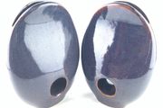 Pair of large, heavy studio pottery vases, rich purple/blue