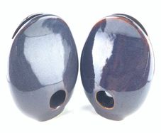 Pair of large, heavy studio pottery vases, rich purple/blue
