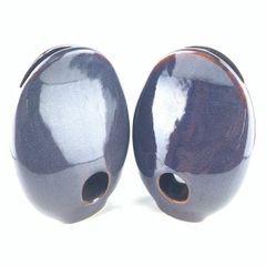 Pair of large, heavy studio pottery vases, rich purple/blue