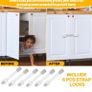 Child Safety Locks for Children, Pack of 20, 6X Kitchen Cupboards, Fridge Door Safety Locks, 8X Corner Guards, 6X Sockets Covers No Tools Or Drills Required. Very Easy to Install. Image 6