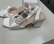 Ladies sandals satin white bridal  size 8