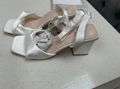 Ladies sandals satin white bridal  size 8