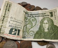 Bag of Irish Coins and Banknote