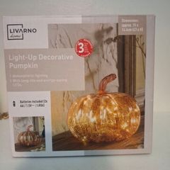 Light Up Decorative Glass Pumpkin
