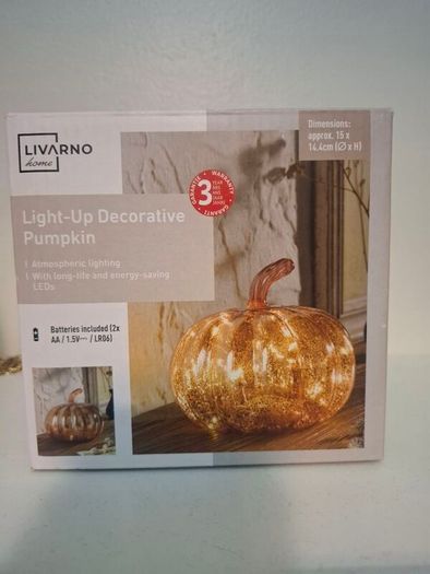 Light Up Decorative Glass Pumpkin