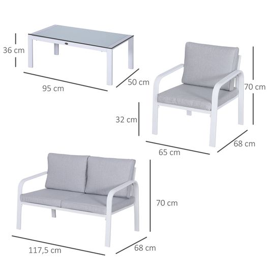4pcs Garden Sofa Set Aluminum Frame