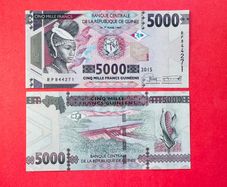 Guinea. 5,000  Francs. 2015  Pick  49a  ( Uncirculated )