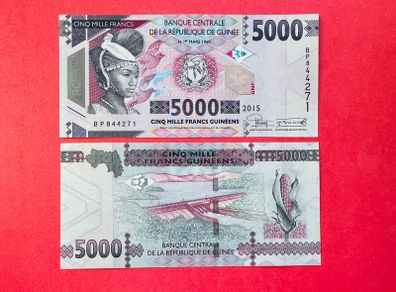 Guinea. 5,000  Francs. 2015  Pick  49a  ( Uncirculated )