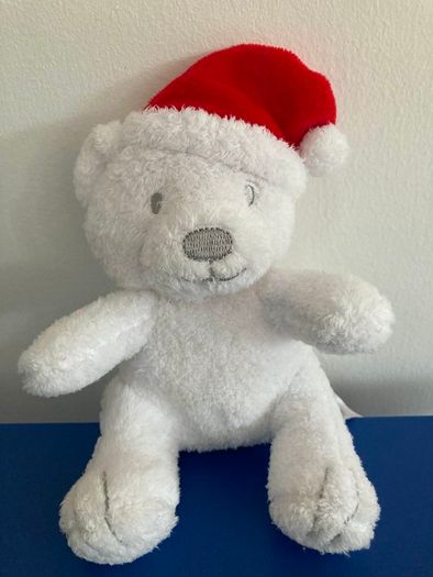 Adorable small Christmas white teddy bear