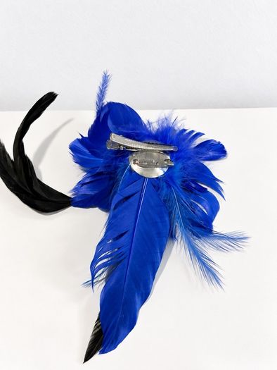 Pre Owned Royal Blue Feather Fascinator Clip & Pin