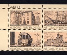 1971 USA Historic Preservation Issue Commemorative Stamps se-tenant block Mint Never Hinged (MNH)