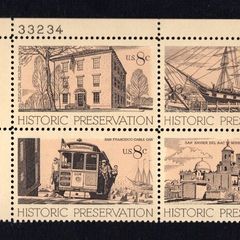 1971 USA Historic Preservation Issue Commemorative Stamps se-tenant block Mint Never Hinged (MNH)