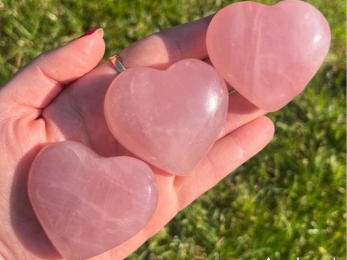 Variety of Crystal Heart Gemstones Rose Quartz, Tigers Eye, Opalite, Clear Quartz, Calcite, and more